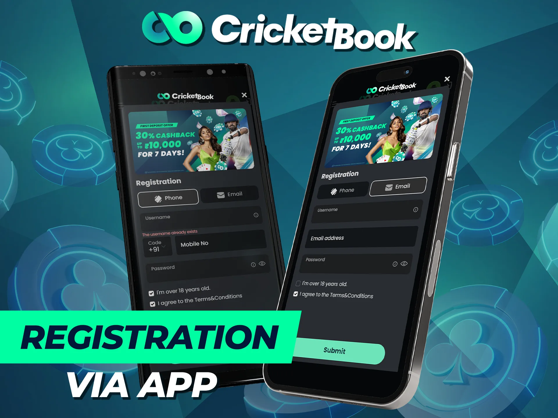 Registration through the Cricketbook app is available for Android and iOS devices.