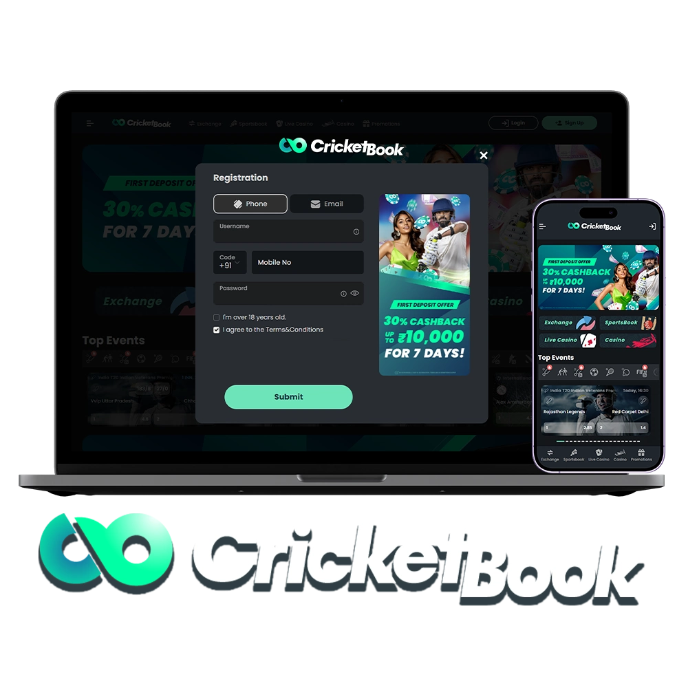 Cricketbook account registration and verification guide.