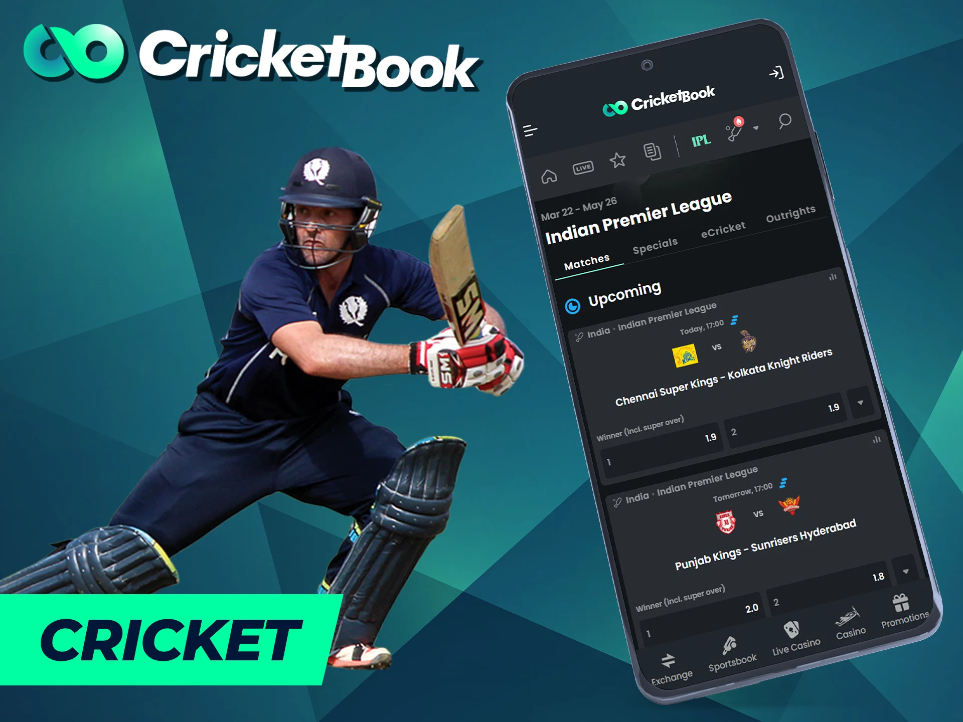 Cricket is one of the most popular sports to bet on at CricketBook.