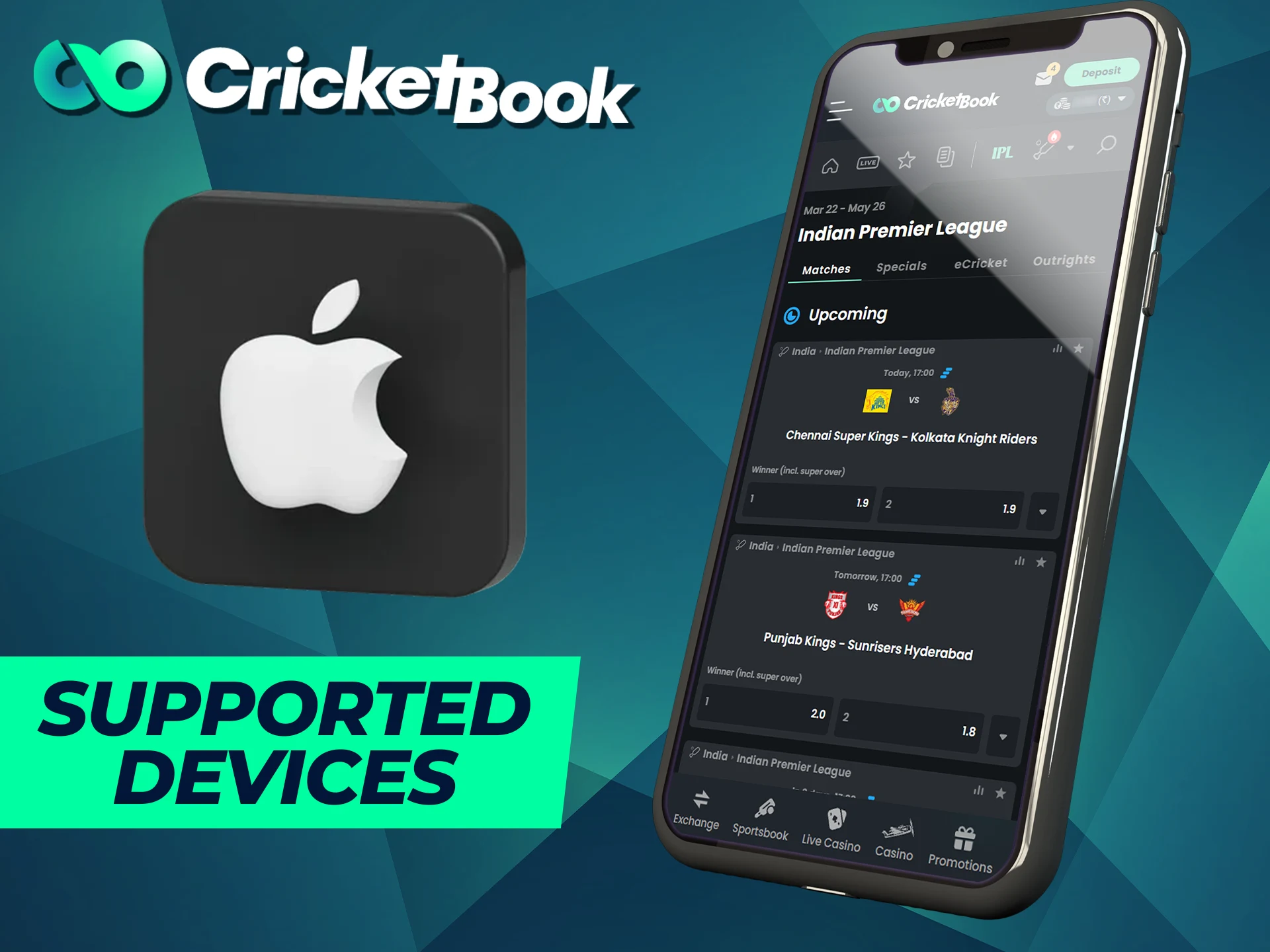 All iOS devices are compatible with CricketBook.