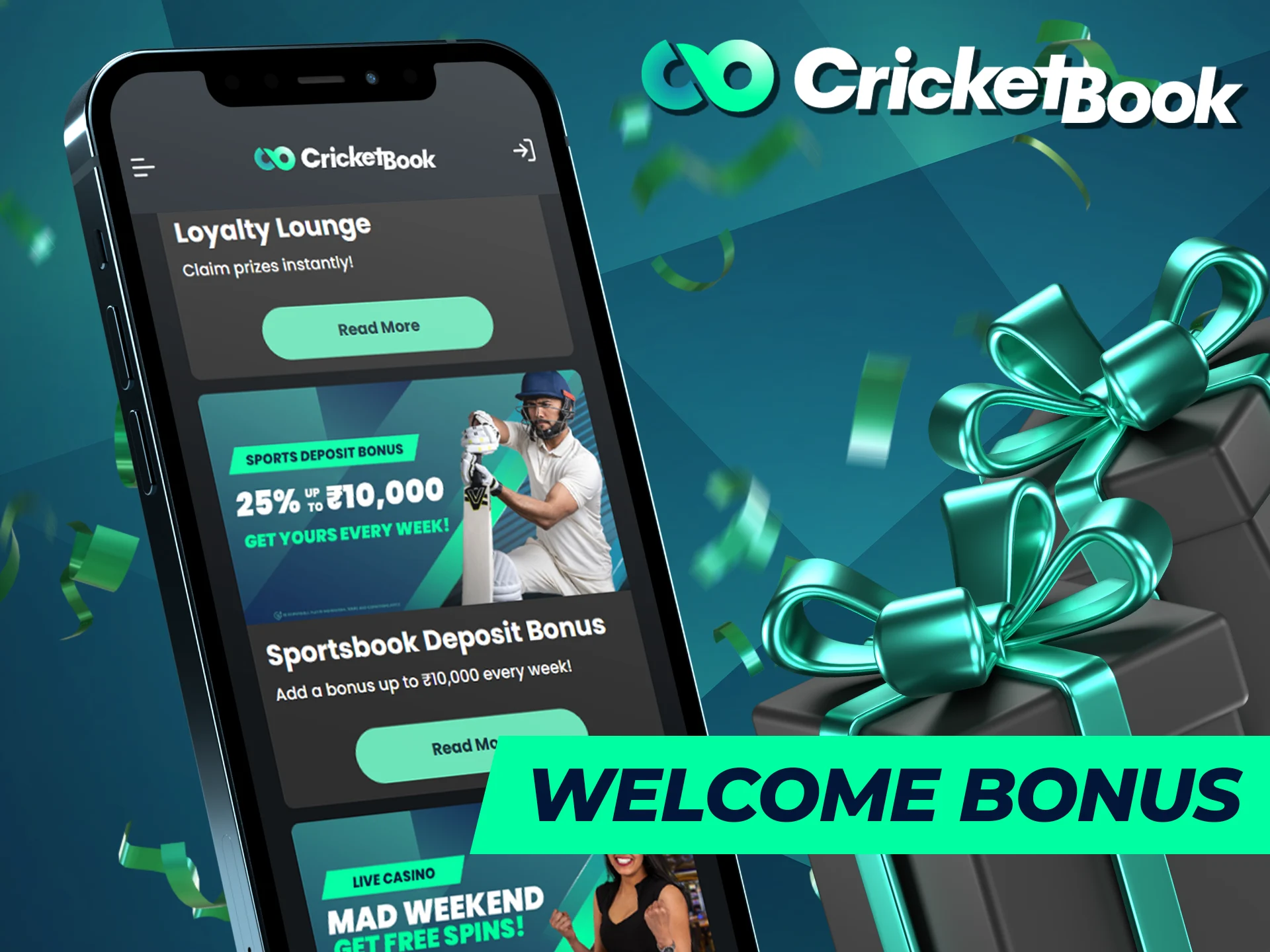 The CricketBook app offers various bonuses.