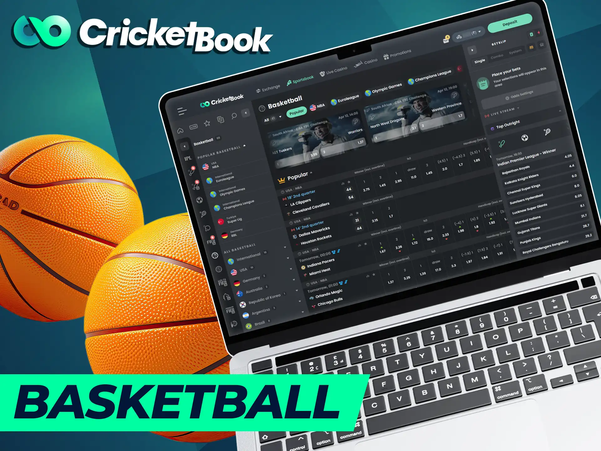 CricketBook offers a wide range of basketball events.