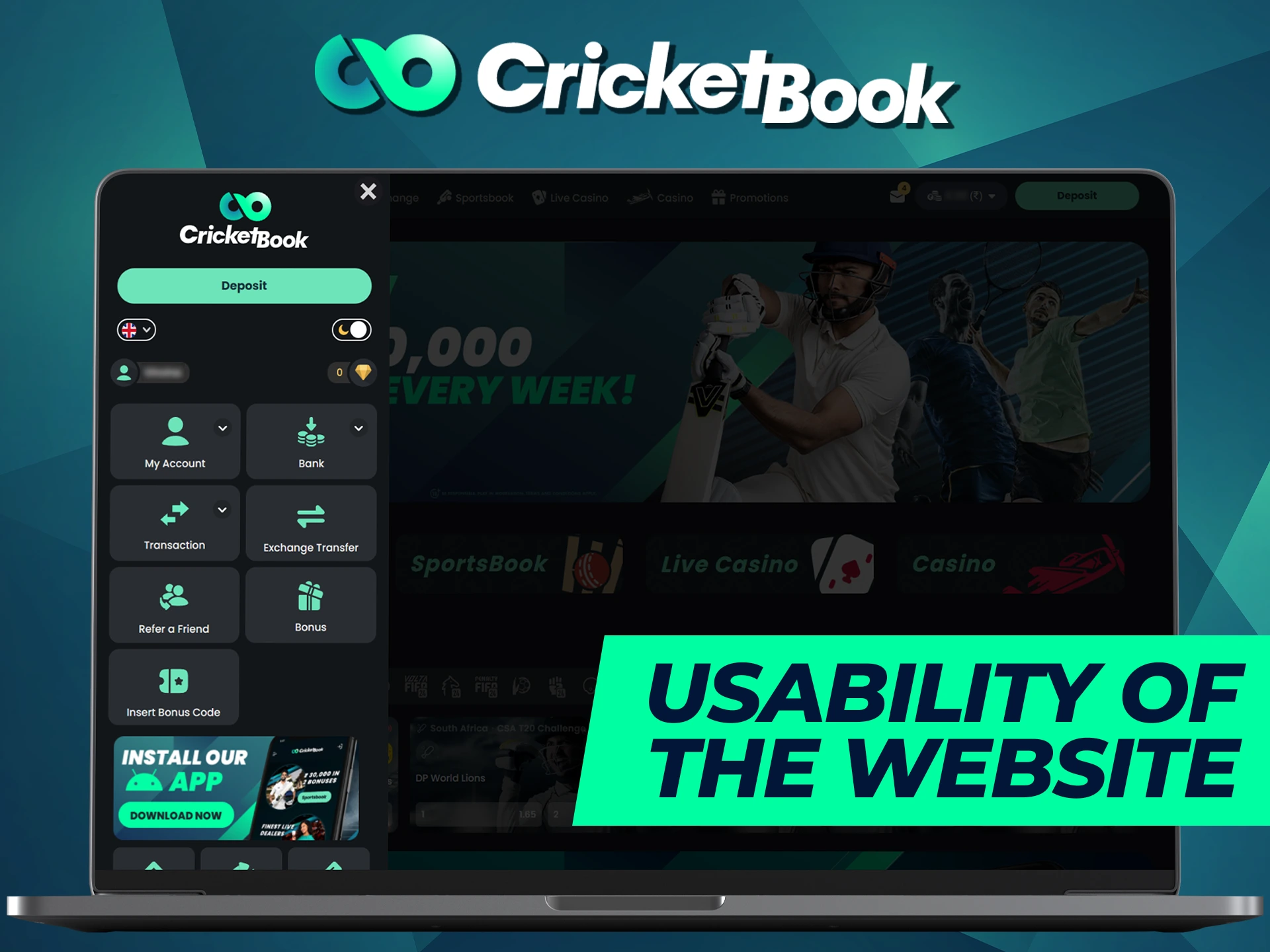 CricketBook website offers easy navigation and 24/7 customer support.