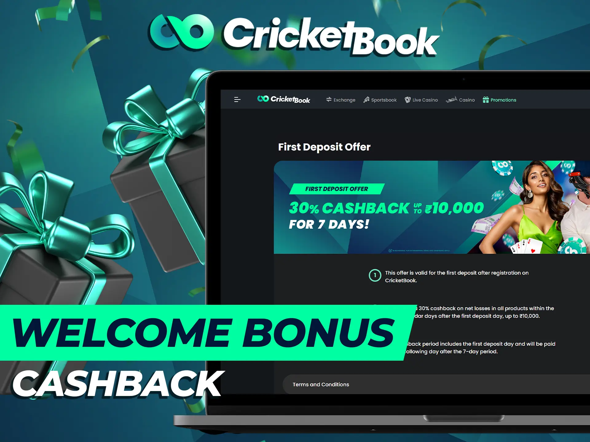 The Cashback welcome bonus can be claimed as soon as you sign up with CricketBook.