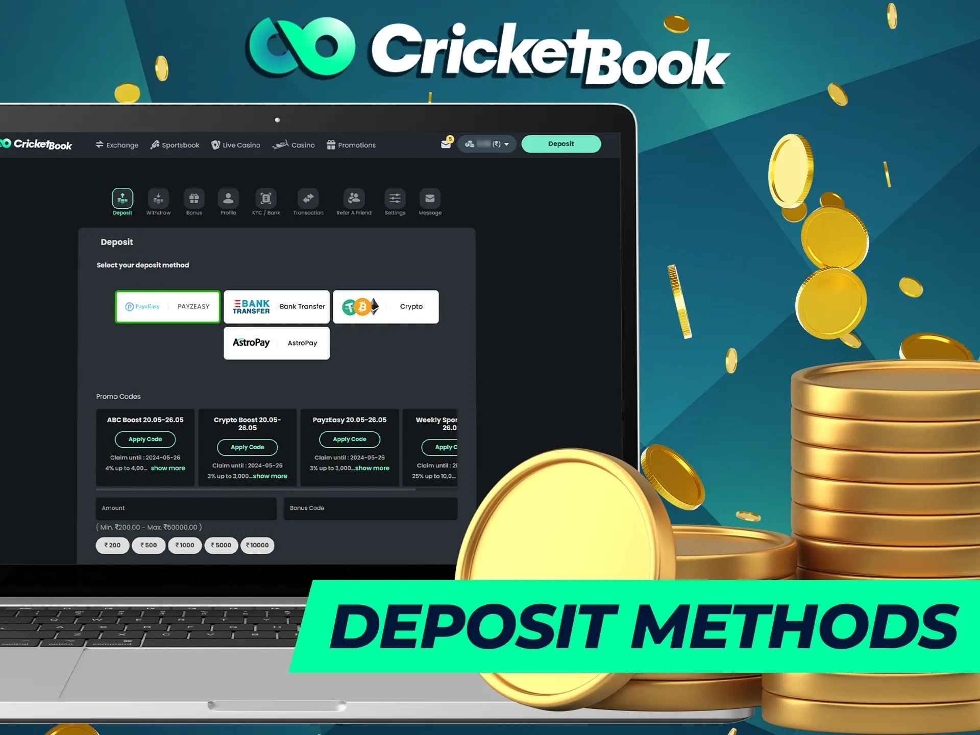 Explore the popular payment methods at CricketBook.