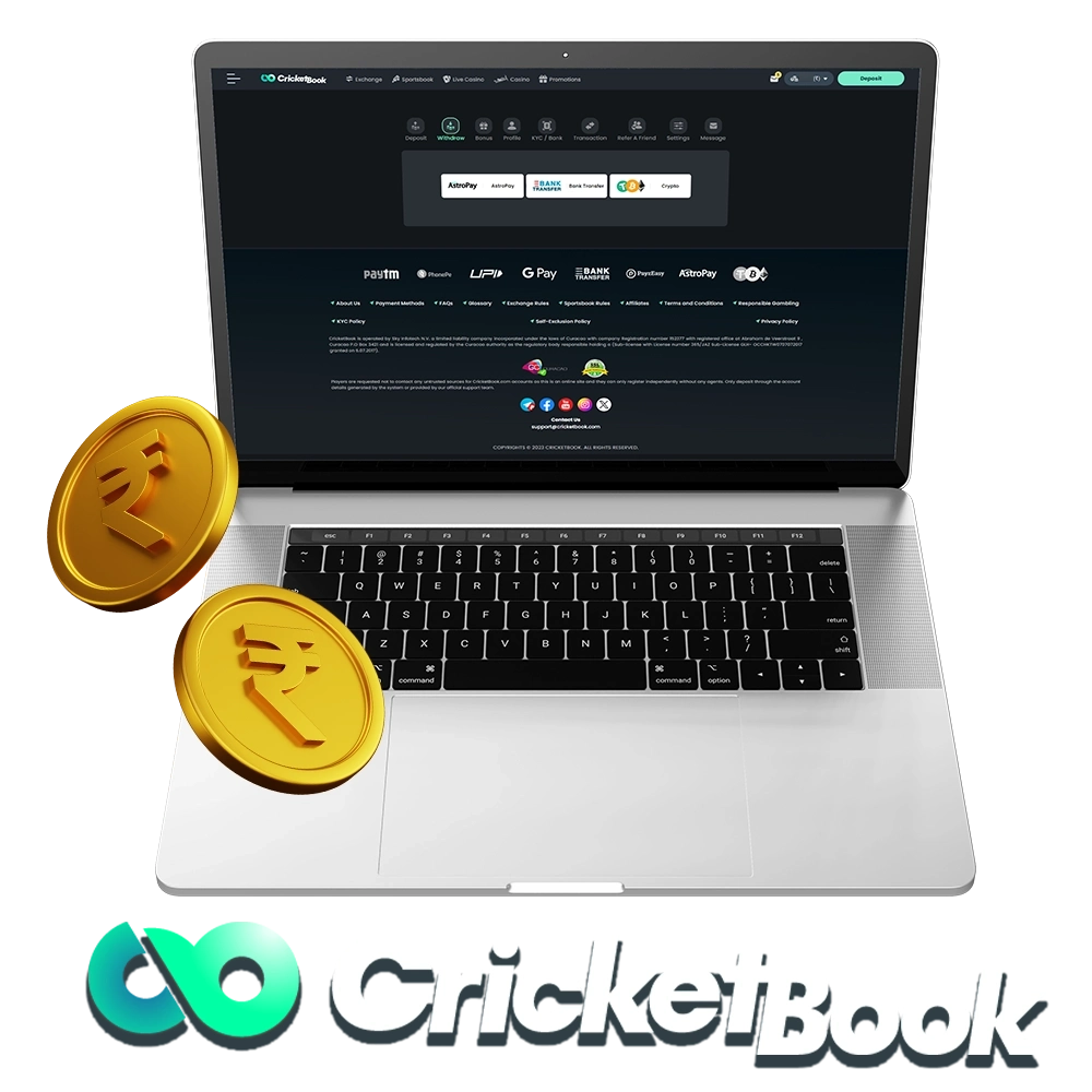 Explore the withdrawal options at CricketBook.